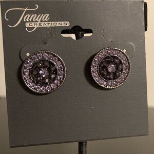 Tanya Creations purple and black circular earring